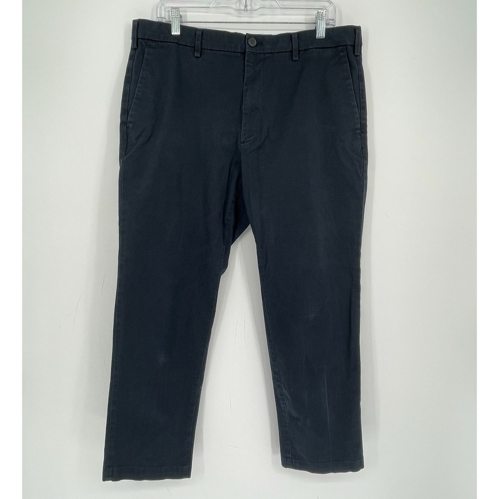 Uniqlo Men's Navy Blue Flat Front Stretch Straight Leg Chino Pants Size 36x34